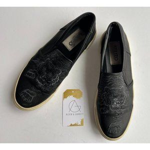 KENZO Black Tiger Embroidered Slip On Flats, Size 8 (US) 38 (EU)